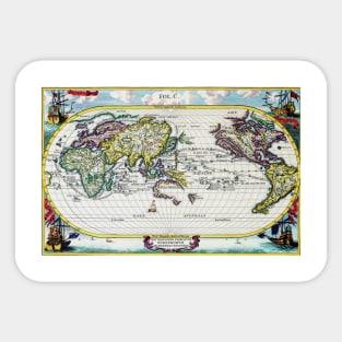 Heinrich Scherer - Voyage Map 1703 -  Ancient Worlds Sticker
